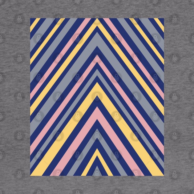 Chevron Pattern in Grey, Navy Blue, Pink and Yellow by OneThreeSix